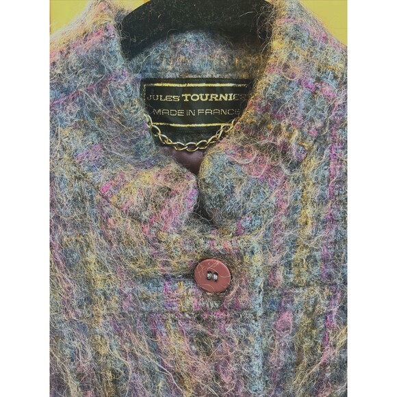 Jules Tournier Sz 6 Vtg Made France Purple Mohair Wool Linedz‎ Mid Jacket Coat - Picture 3 of 11